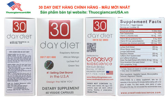 30 Day Diet - Viên giảm cân 30 DAY DIET (USA)