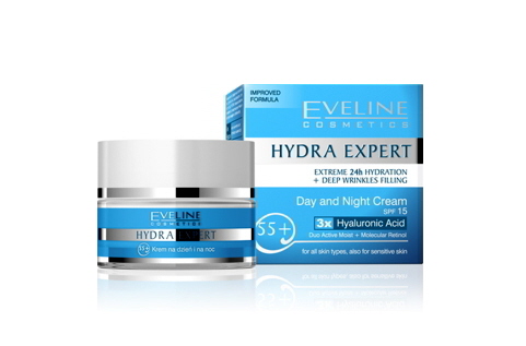 Eveline Hydra Expert Day and Night Cream 55+, Kem dưỡng da Ngày Đêm 55+